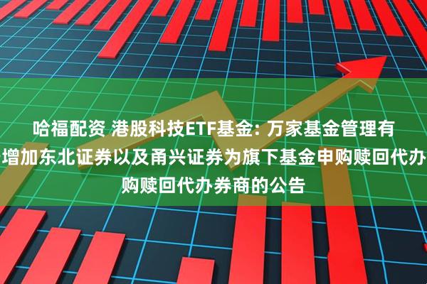 哈福配资 港股科技ETF基金: 万家基金管理有限公司关于增加东北证券以及甬兴证券为旗下基金申购赎回代办券商的公告