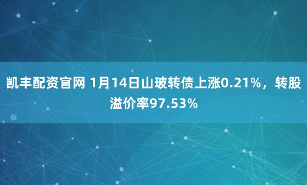凯丰配资官网 1月14日山玻转债上涨0.21%，转股溢价率97.53%